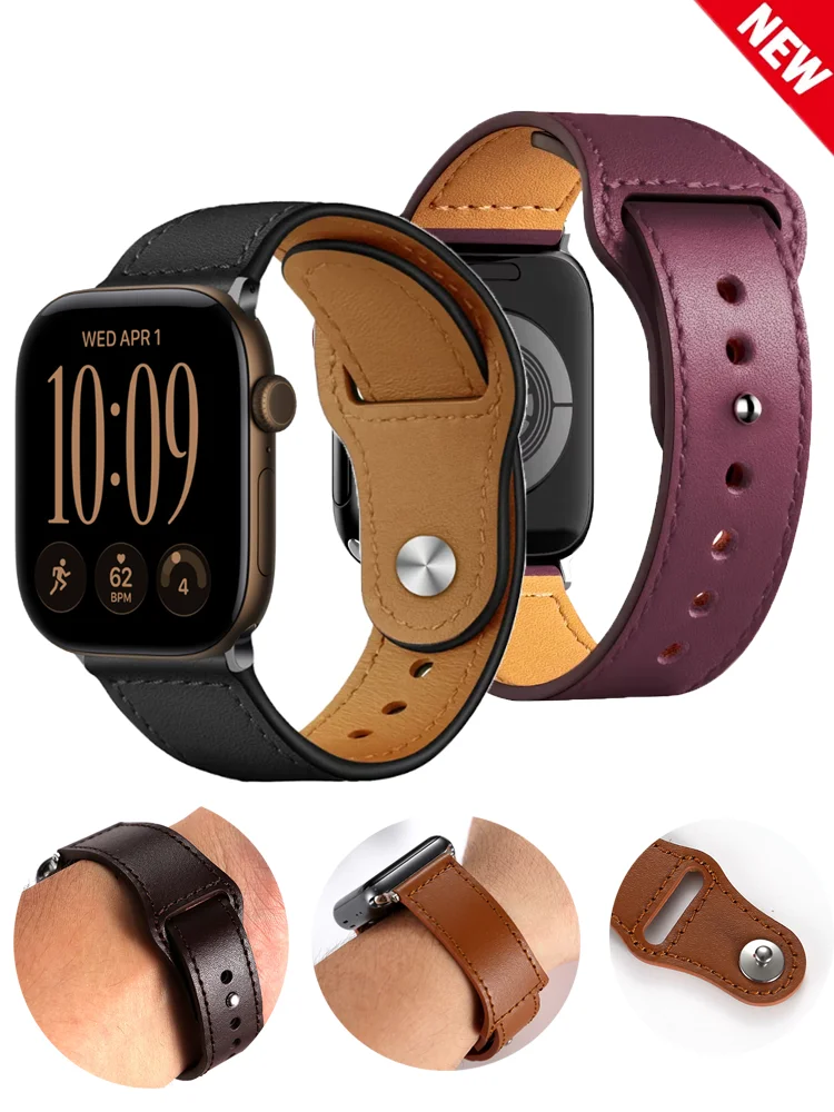 Lederarmband für Apple Watch Ultra 4 3 2 49mm 44mm 45mm 46mm/42mm Armband iWatch Series 12 11 10 9 8 7 5 6