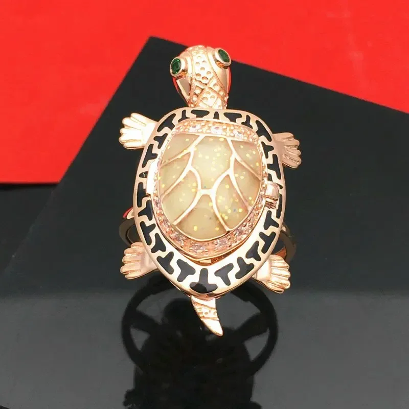 Distinctive Creative Idea Tortoise Rings for Women Fashionable Charms High-level Can Open Design Plated Rose Gold Jewelry