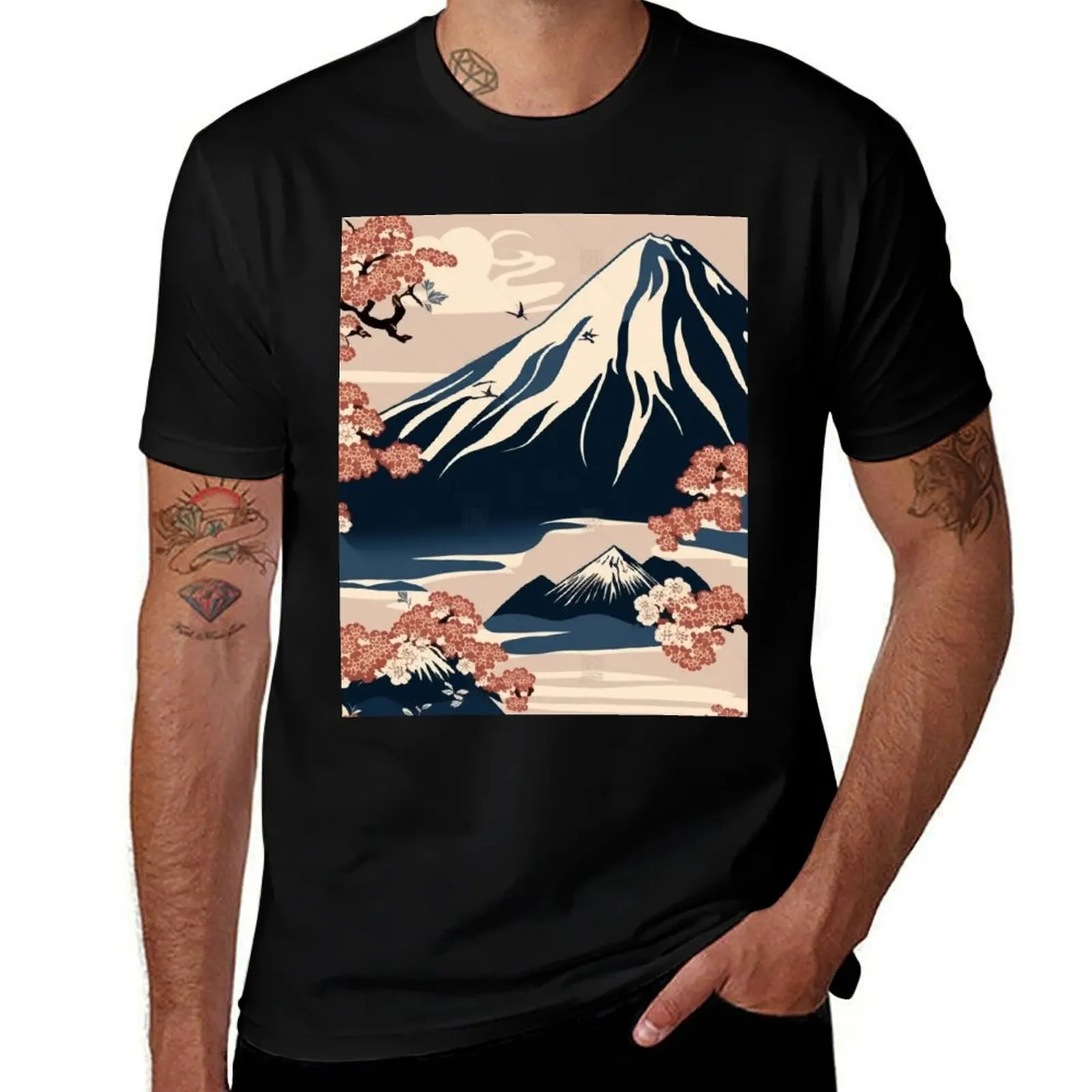 

Футболка Fugisan — современная мужская футболка в стиле винтаж с графическим принтом аниме, люксовая футболка для мужчин