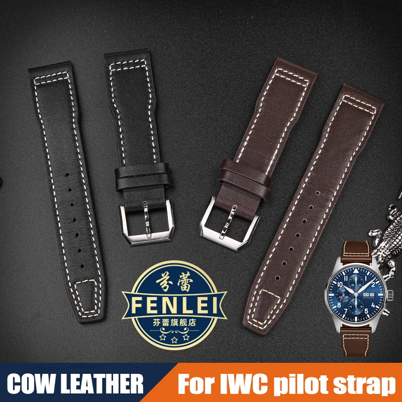 

For IWC Pilots Little Prince Watch IW327004/IIW377714 Mark16/17/18 Portuguese Leather Strap 20 21mm Men Watch band Belt Bracelet