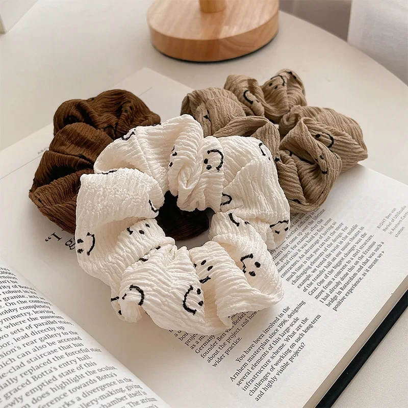 Large Intestine Hair Ring Headband New Style Rubber Band Women's Hair Simple Smiling Face Hair Rope Ins Head Flower Advanced