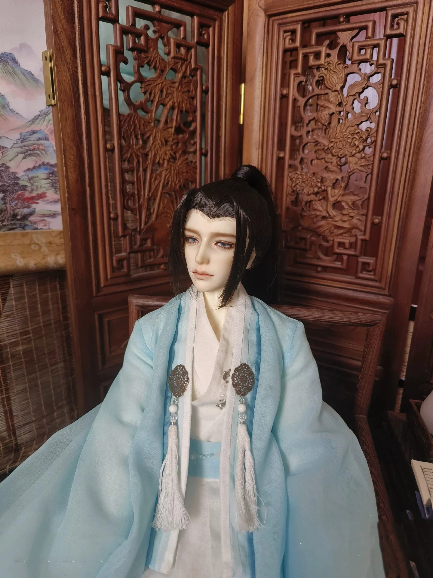 1/4 1/3 Skala BJD Peruki Ancient Costume Hanfu Vintage Long Hair Samurai Peruka Dla MSD SD13 Girl ID72 Uncle Doll Akcesoria A2101