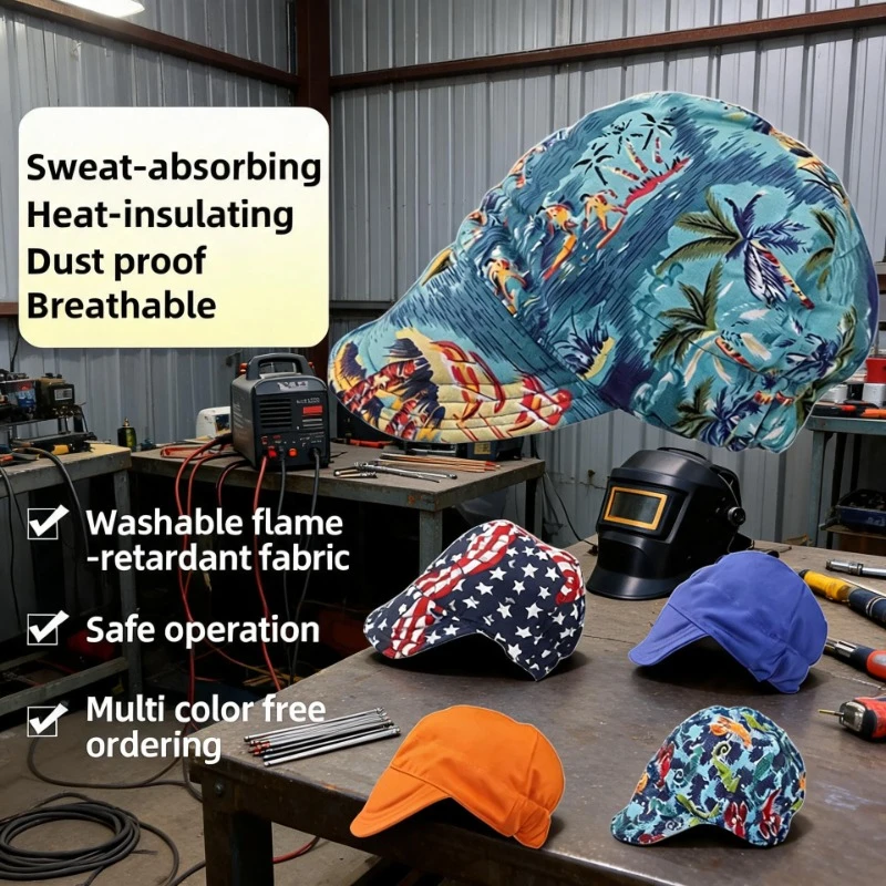 Multi-Color Flame Retardant Welding Cap, Anti-Burn Protective Head Cover Welder Work Hat