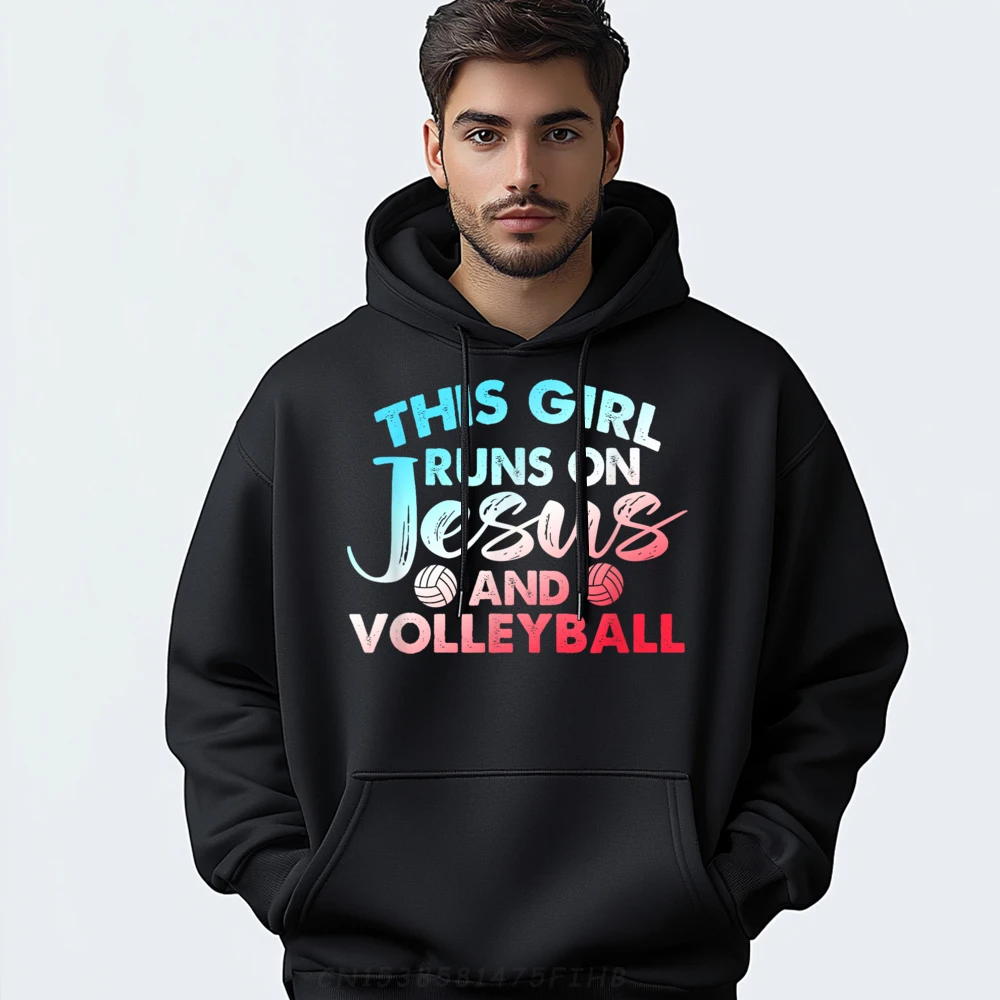 

Printed Christian Volleyball Art For Volleyball Hoodies Classic Lovers Day Long Sleeve Crew Neck Hoodies Women's Normal Hoodies