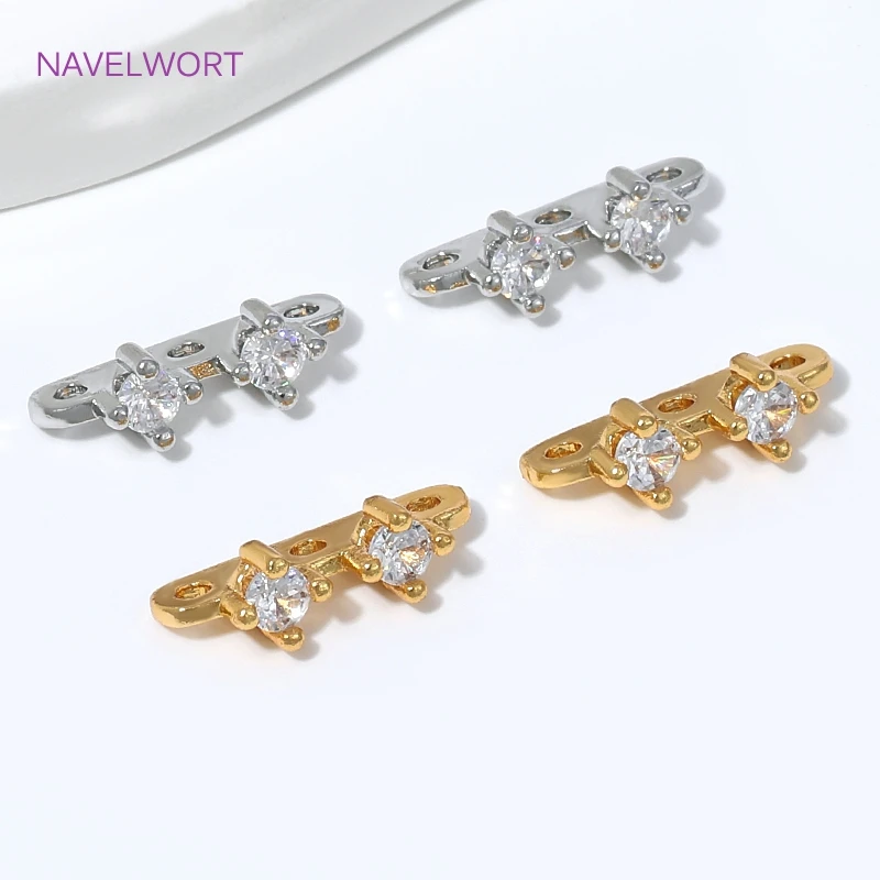 4/8/12Pcs Brass Separator Bar 18K Gold Plated with Zircon Spacers Separators For Bracelet Making,DIY Jewelry Making Accessories image 2