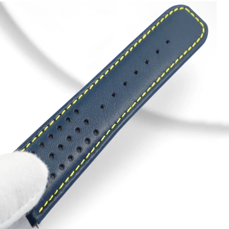 Genuine Leather Watchband For TAG Heuer F1 Racing Car Series Blue Strap for Mido Piloteer wristband Curved End Bracelet 22mm