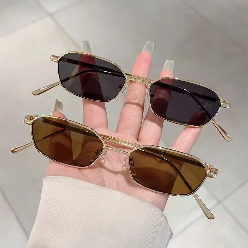 New Small Frame Steampunk Sunglasses Women Luxury Brand Vintage Eyewear Classic Male Polygon Metal Sun Glasses UV400 Oculos