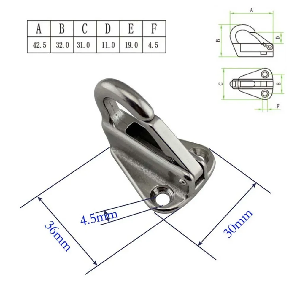 2PCS 316 Stainless Steel Fending Hook Spring Clip Fender Eye Hooks Marine Boat Hardware Accessories Sail Tug Fender Hook