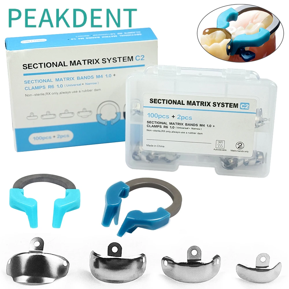 1 Box Dental Matrix Bands Sectional Contoured Matrix System Metal Matrices Matrix Ring Dentistry Clamping Ring Tools