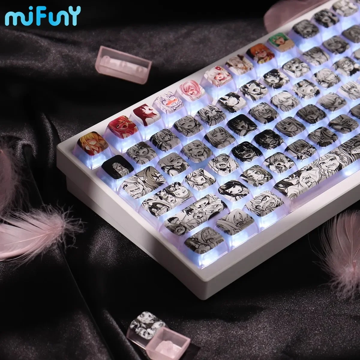 

Mifuny Hentai Keycap Ahego Anime Keycaps Side Engraved Key Caps Custom Fullset PBT OEM Profile Ergonomic for Mechanical Keyboard