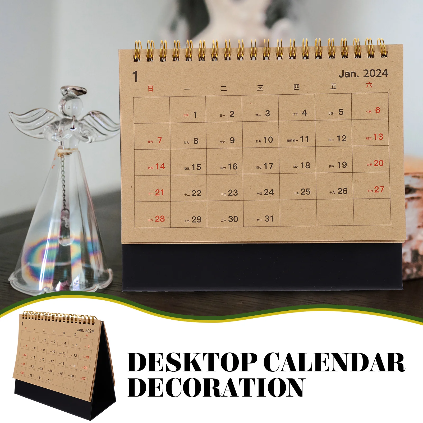 

Desktop Calendar Ivory White Medium Monthly Planner Desktop Calendar 2023.8-2024.12 Office Decor Table Accessories