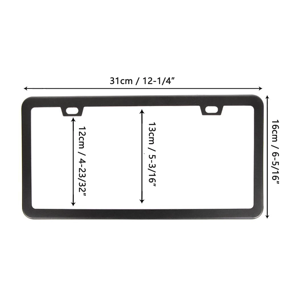 2pcs Stainless Steel Car License Plate Frame Cover Holder Accessoriesr Silver/ Black - Image 2