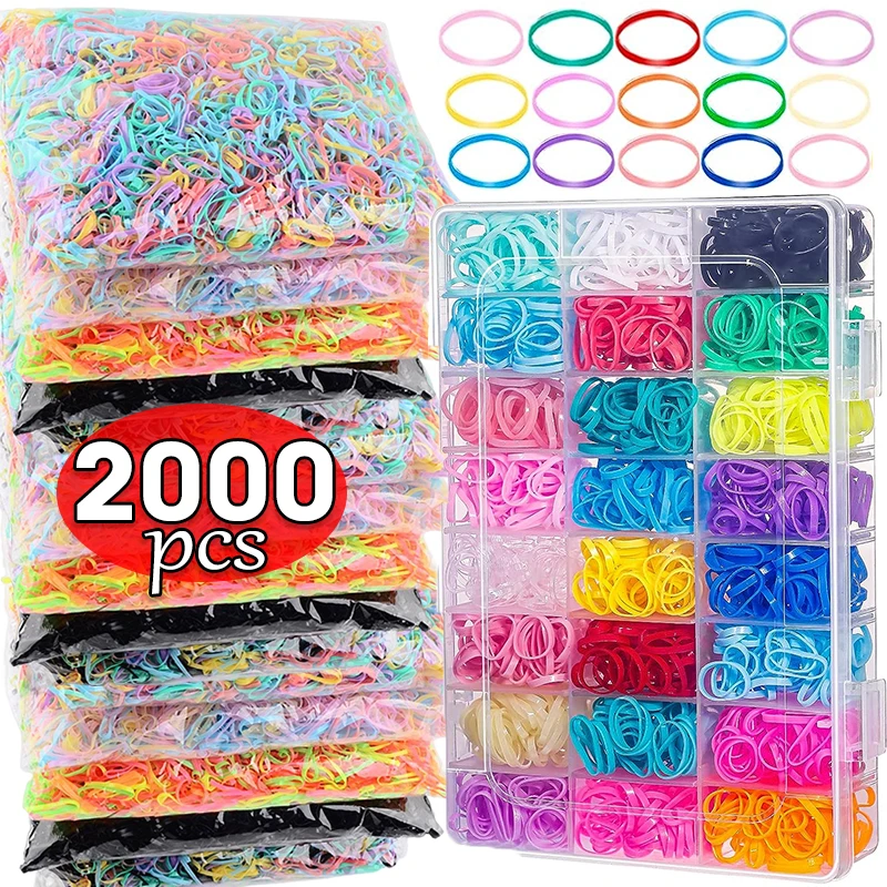 1000-2000Pcs Colorful Disposable Hair Bands Girls Elastic Rubber Band Kids Ponytail Holder Headband Children Hair Accessories