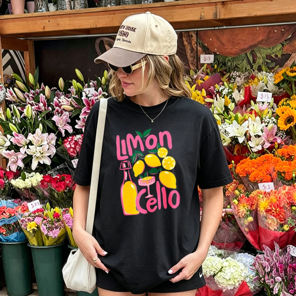 Lemon Tarte Pink Gingham Plaid Background Bowl Lemon Branch Watercolor Print T Shirt Cotton French Baking Cottagecore Sweet Tops