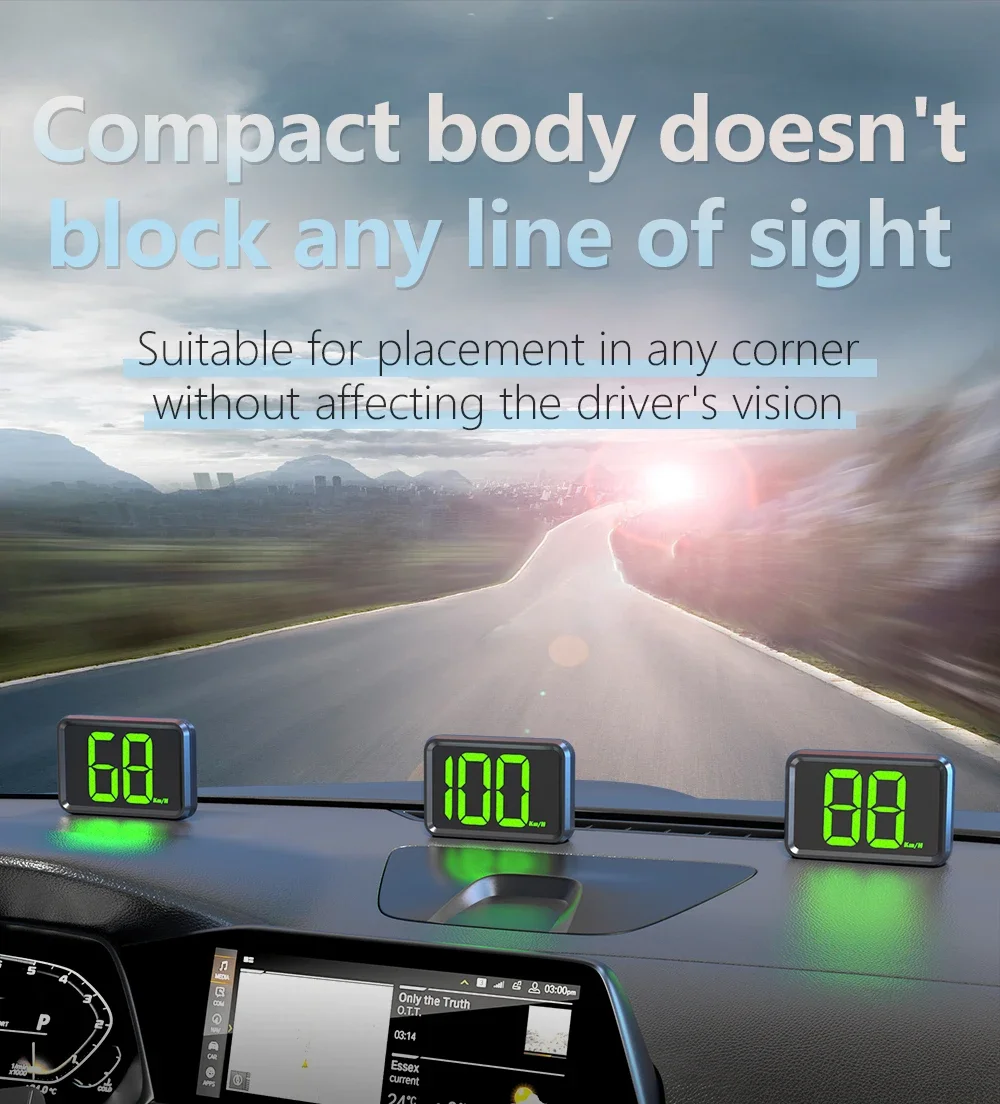 X1 GPS-Auto-Head-Up-Display für HUD, Kilometerstandsanzeige in KMH, weißes/grünes Licht, Geschwindigkeitsmesser für alle Fahrzeuge, Auto-Elektronikzubehör. – Detail 4