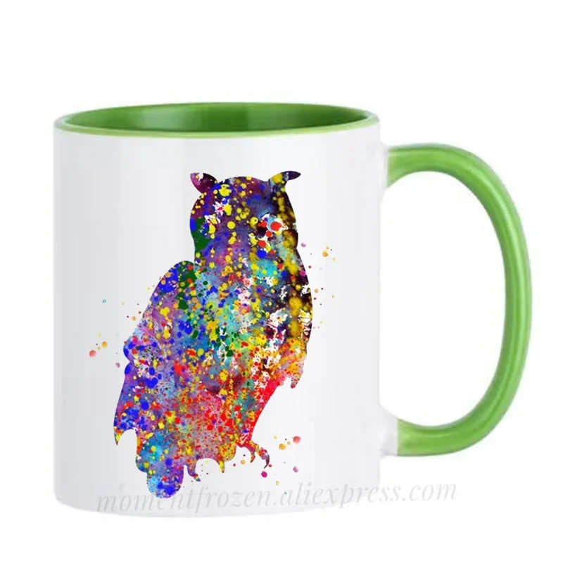 Watercolor Owl Cups Nursery Art Mugs Tea Coffee Mugen Children Kids Gifts Home Decal Drinkware Tableware Coffeeware Teaware