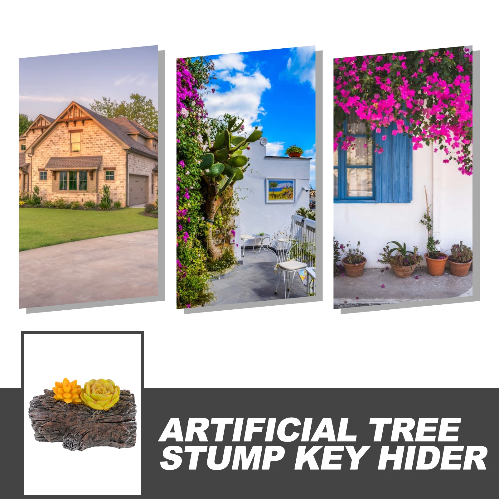 

Artificial Tree Stump Key Hider Resin Durable Outdoor Garden Yard Hidden Safe Storage Box for Keys Key Hiders Outside
