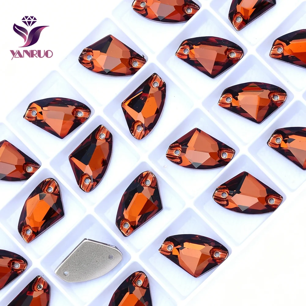 YANRUO 3256 Galactic All Sizes Smoked Topaz Sew On Strass Crystal Rhinestone Flatback Glass Sewing Stones For Dress Handiwork