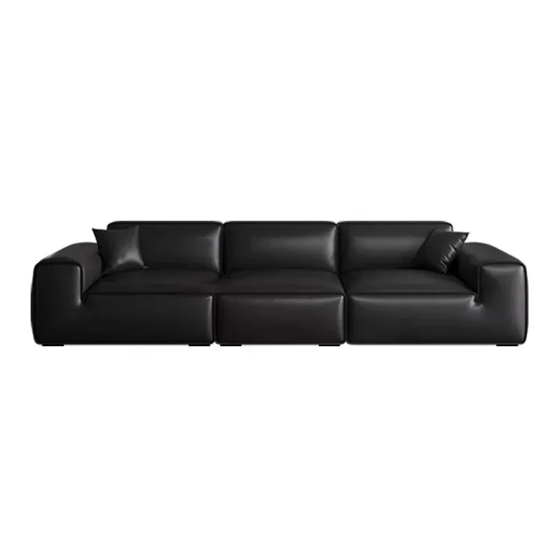 

Leather straight sofa modern living room first floor cowhide designer mansion