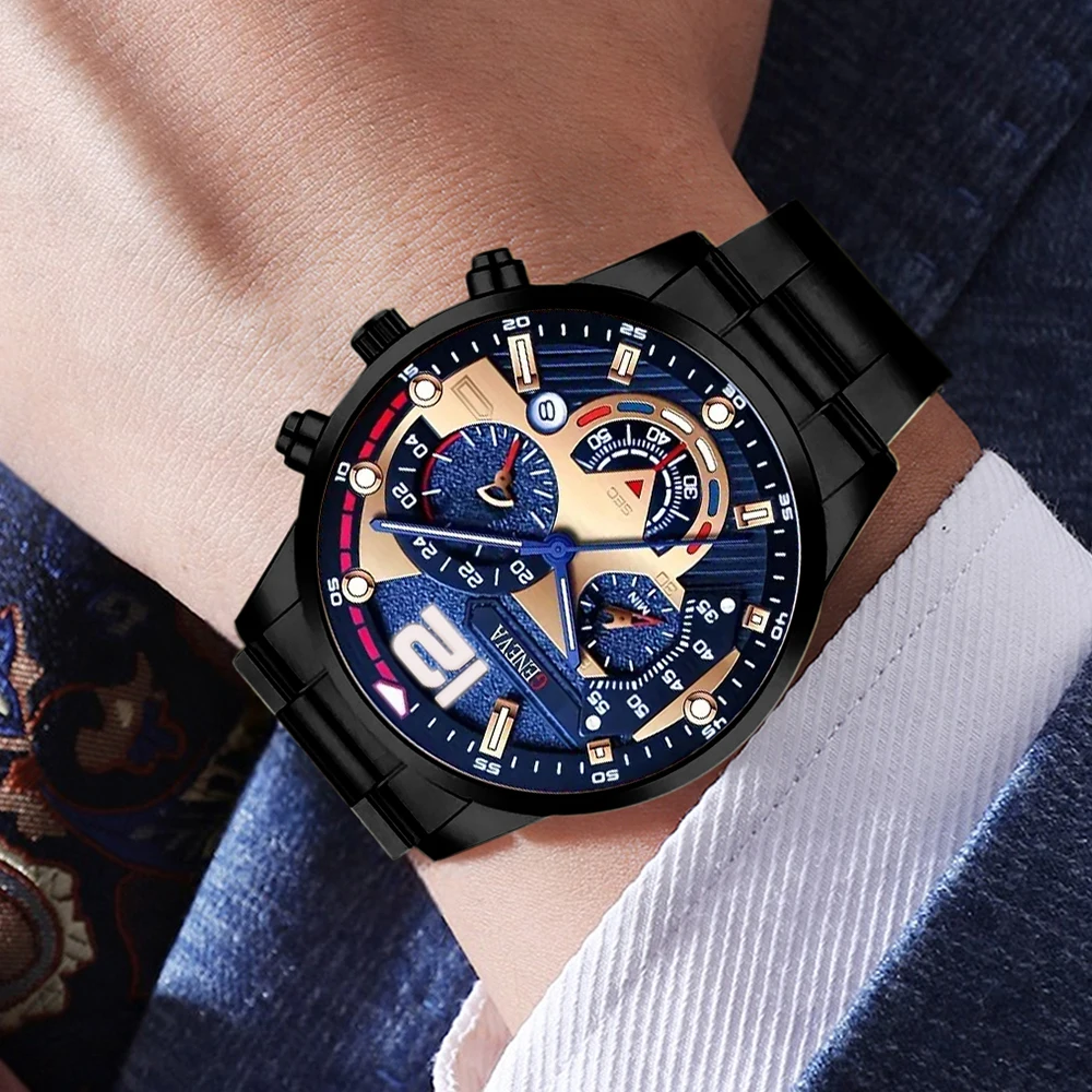 3-teiliges Herrenuhren-Set, Business-Trend, modische klassische Quarzuhr, geeignet für die tägliche Kleidung, passende oder Urlaubsgeschenke