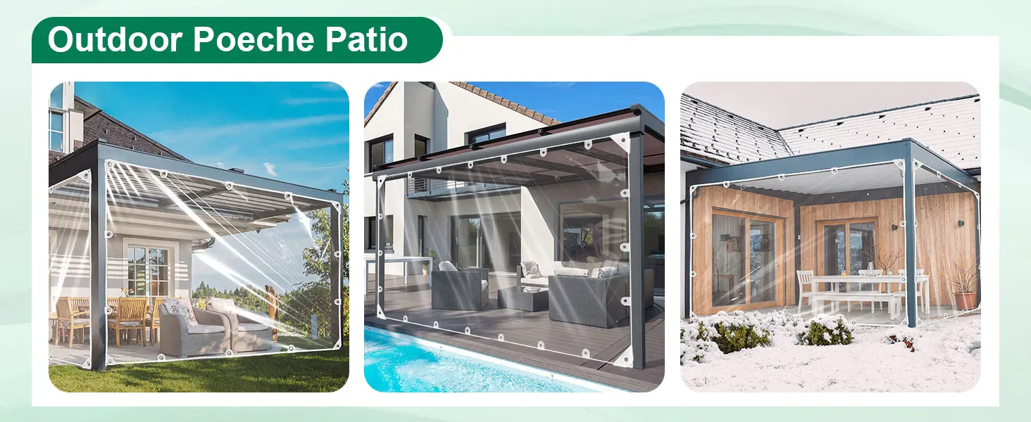 Wasserdichte Hochleistungsplane, Verbesserte Widerstandsfähigkeit PVC Transparente Plane Dicke 420 g/m², Winddichte Plane, Frostbeständig – Detail 3