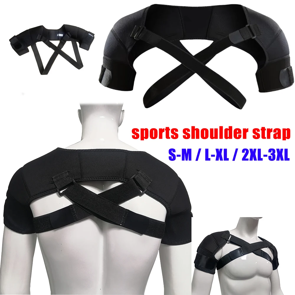 Sports Shoulder Support Strap Double Adjustable Compression Breathable Cross Back Brace Pain Relief Injury Prevention