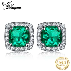 JewelryPalace Created Nano Emerald Stud Earrings 925 Sterling Silver Earrings for Women Gemstones Korean Earings Fashion Jewelry