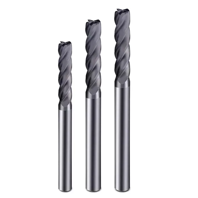 SHAZAM Diamante Revestido Carbide Fresa, 4-Flauta Carbide Moinho, Estendido Haste reta, Moinho Final Nariz Redondo, CNC Processamento