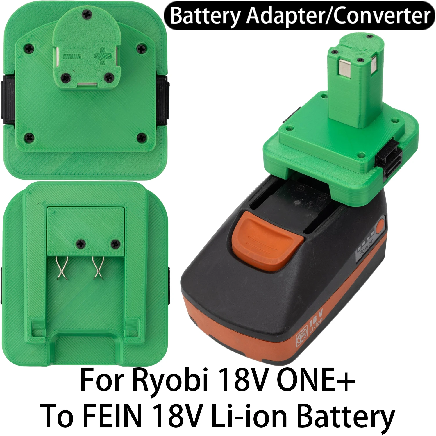 Battery Adapter For Ryobi 18V ONE+ Li-ion Tool to FEIN 18V HighPower Li-ion Battery Adapter Converter Power Tool Accessory