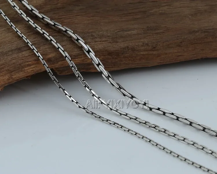 YIXIYOYI Real Pure 925 Sterling Silver Necklace Chain for Women Men Vintage 1.5mm 2mm 3mm Thickness Thai Silver Fine Jewelry