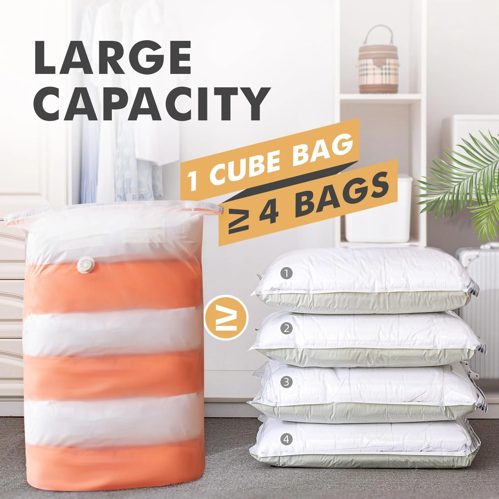 Jumbo Cube Extra Large Vacuum Sealer Bags for Comforters Blankets Bedding Duvet Closet Organizers, Space Bags Vacuum Storage Bag