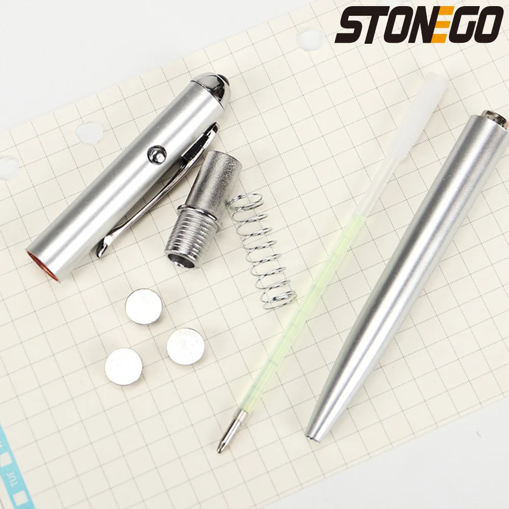 STONEGO Invisible Ink Pen Novelty Plastic Material Ballpoint Pens With Uv Light Magic Secret Ballpoint