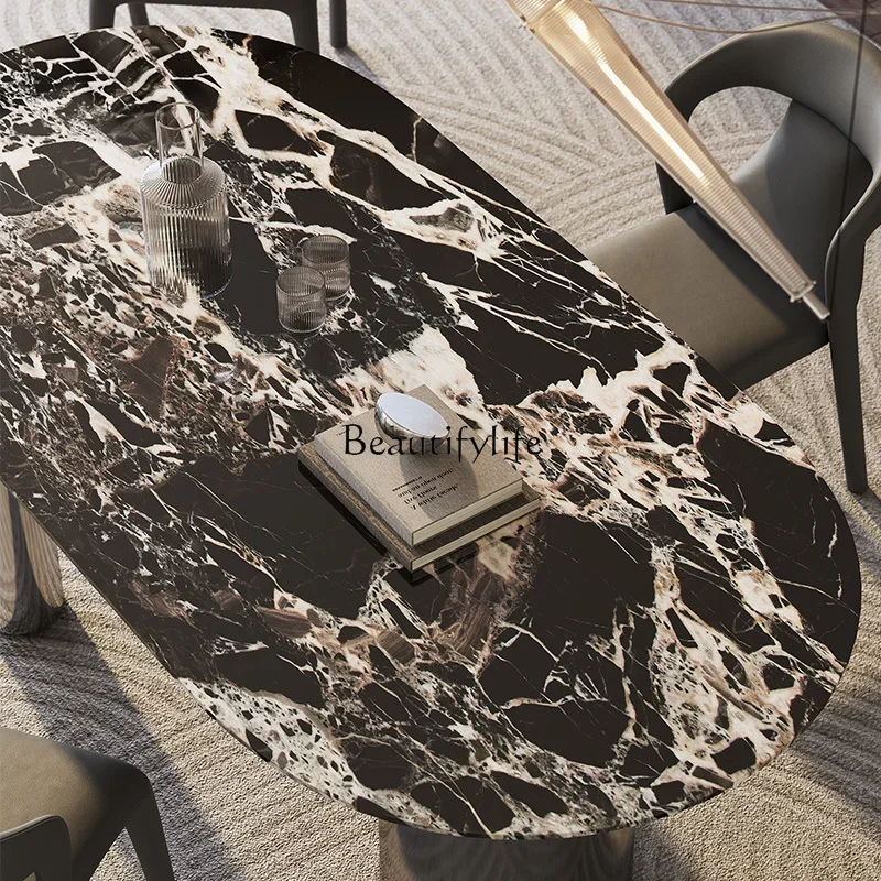 

yj5 Italian light luxury minimalist pure natural luxury stone dining table marble