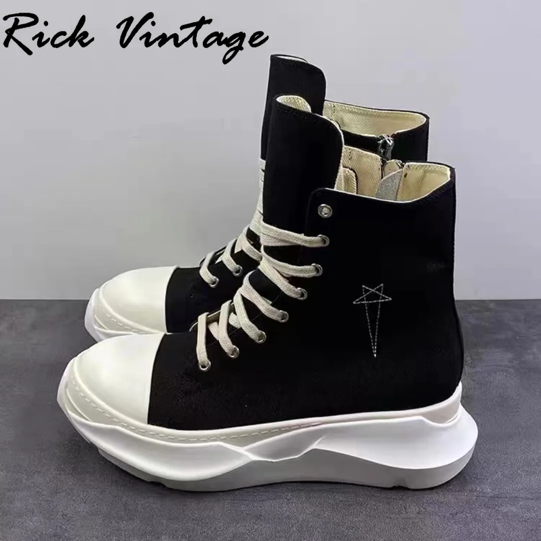 Rick Vintage High Top Canvas Shoes Women Casual Fashion Breathable Platform Lace Up Sneakers Shoes Men\'s Large Size Trend Shoes