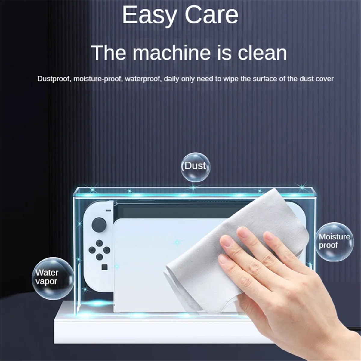Hot! Clear Dust Cover with RGB Luminous Base for Switch/OLED Protection Cover Protective Sleeve Acrylic Display Shell D
