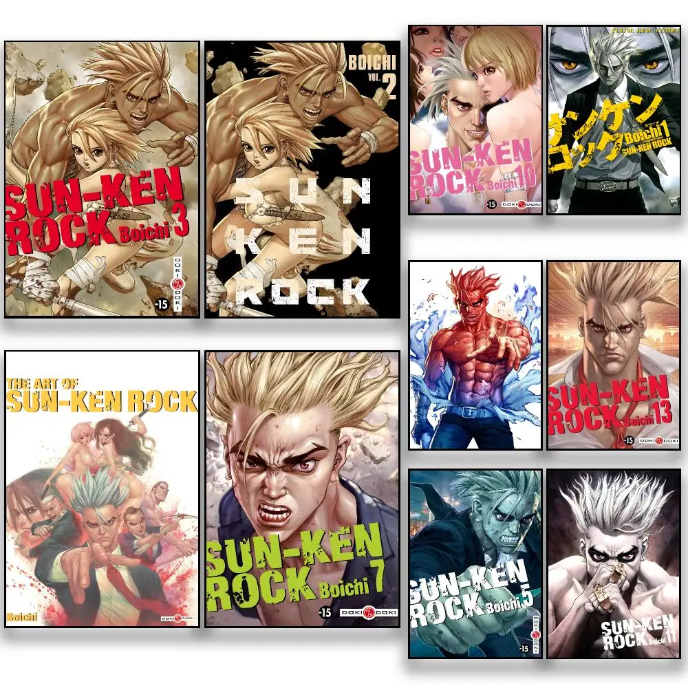 Póster de Manga S-Sun-Ken Rock Action Drama HD, Arte de Pared Removible, Regalo para Dormitorio, Sala de Estar, Residencia Universitaria, Oficina, Sala de Juegos, Cafeterías, Bares