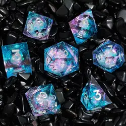 7pcs resin quicksand mixed color dice polyhedron set clear board card game supplies leisure table entertainment toys Play gifts