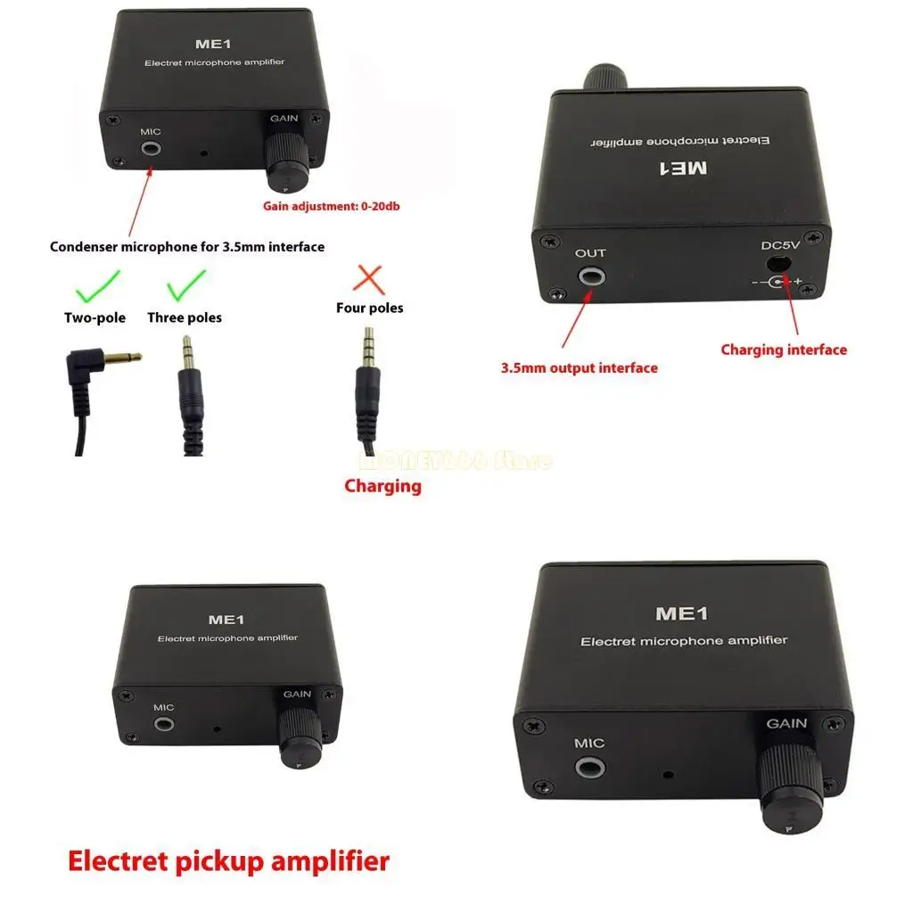 F62C خلاط أداة إخراج متعددة 10 ساعات يعمل ME1 MIC Amplifier صوت واضح