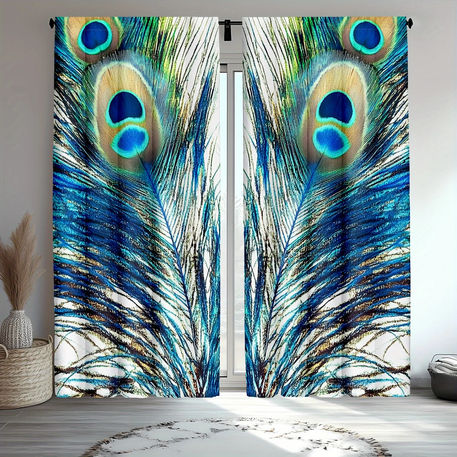 

2 шт. винтажные шторы с павлиньими перьями, современный дом для гостиной и спальни