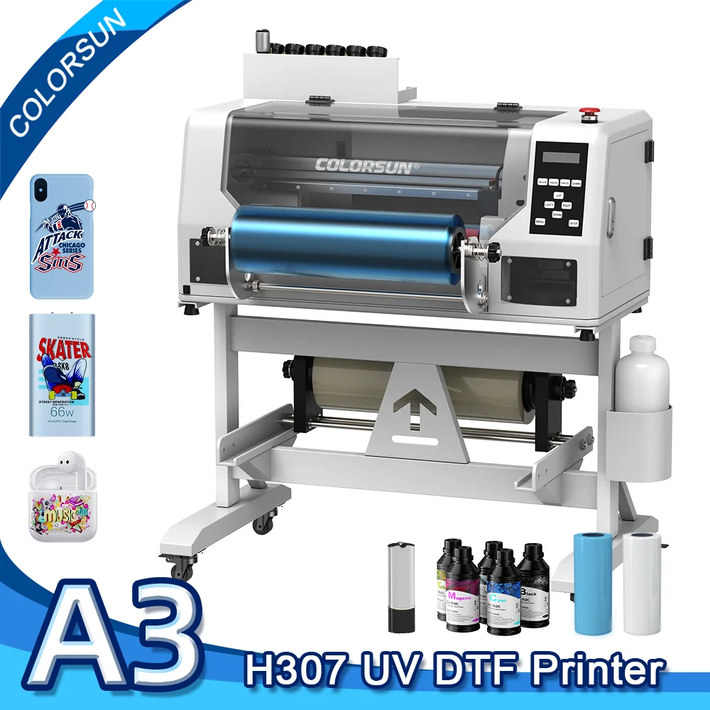 Stampante Colorsun A3 UV DTF per Epson DX7 Impresora A3 DTF Stampanti per adesivi UV DTF per bottiglia acrilica Legno Metallo