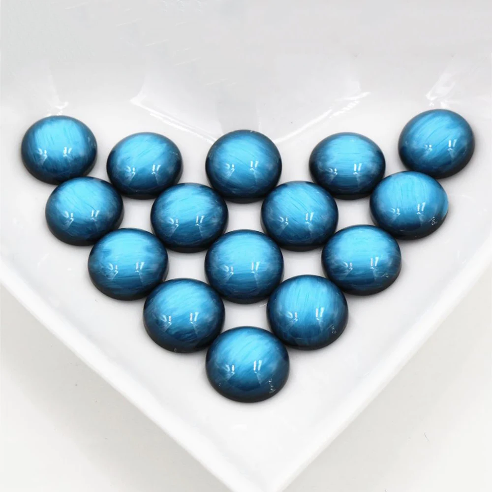 Nowa moda 40 sztuk 12mm niebo niebieskie odcienie stylowe szczotkowanego Style mieszkanie powrót kaboszony z żywicy Cameo-V5-08