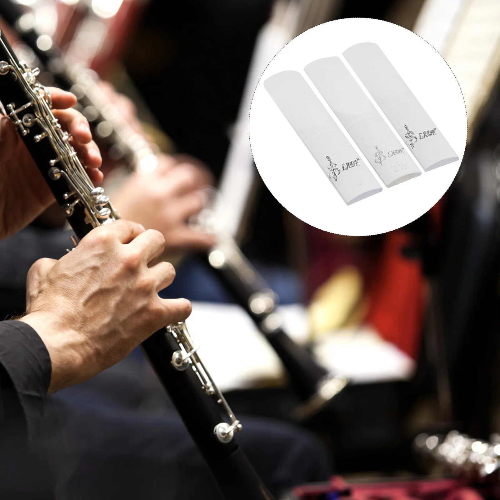 

3Pcs Resin Clarinet Reeds Fine Craftsmanship No Burrs Compact Size Portable Tool Clarinet Reeds Thin Reed Tip Compact Reed