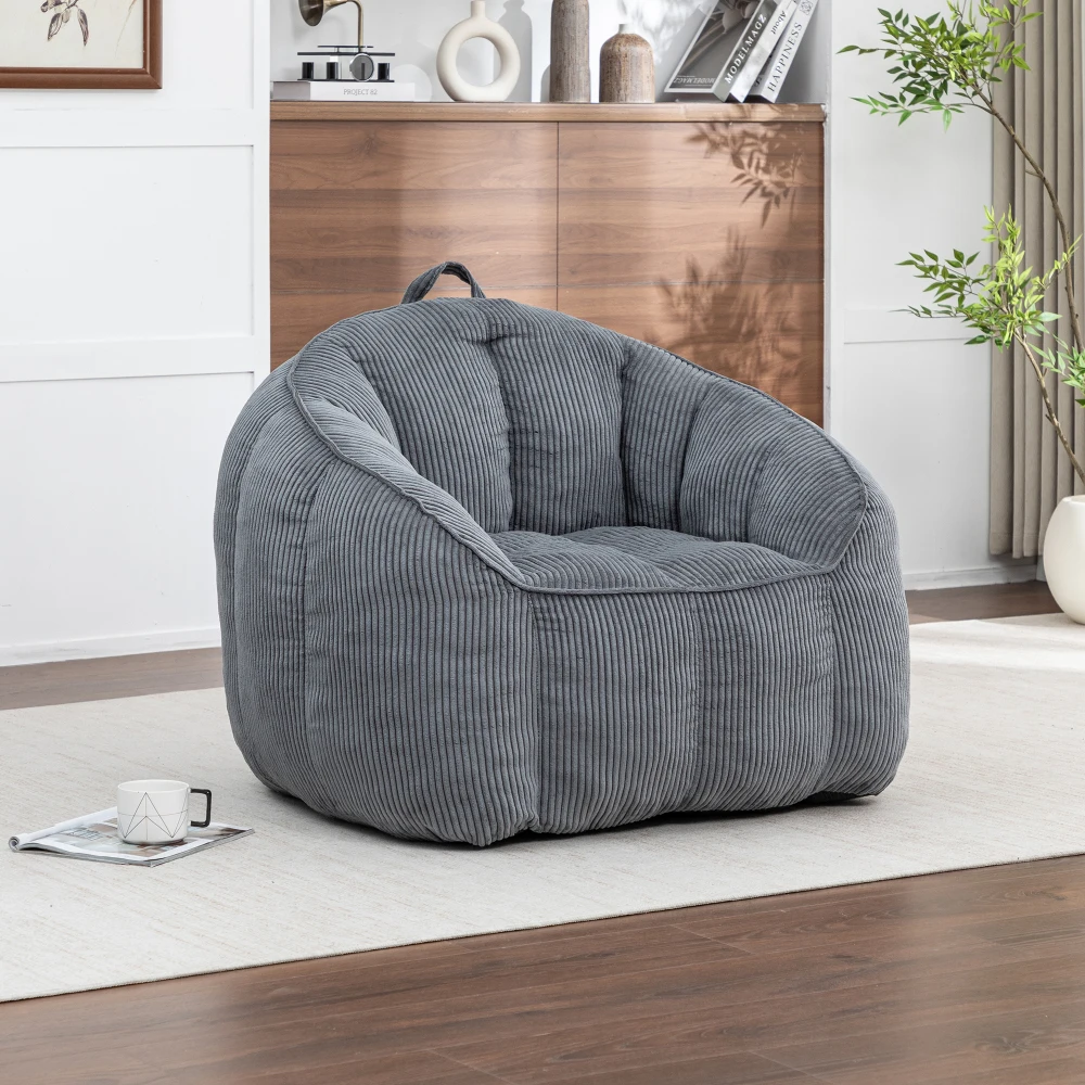 Giant Bean Bag Chair Sofa for Adults Teens, Comfy Corduroy Large Bean Bag Chairs with Armrests for Bedroom Living Room, Adult BeanBag Lazy Sofa Couch Chairs with Filler Included