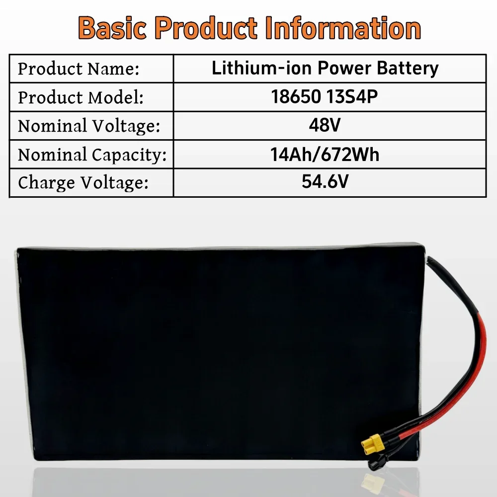 Batterie Lithium-Ion 13S4P pour Scooter Électrique Kugoo C1/C1 Plus /ES3, Rechargeable, BMS Intégré, 48V, 18650 mAh, 14000