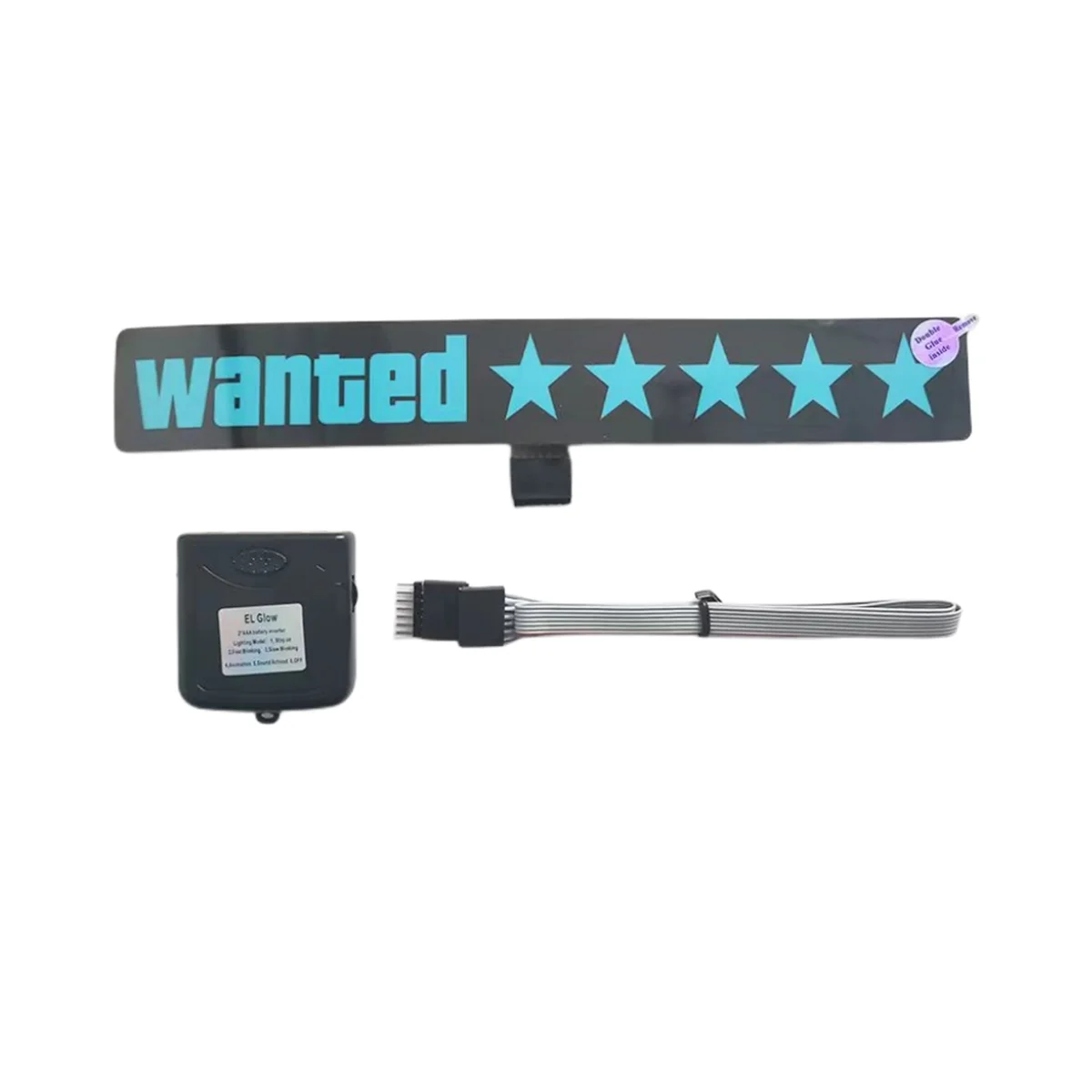 Windshield Electric 5 Stars Wanted Car LED Sign Light Up Window Stickers for JDM Glow Panel Accessories - Blue Light