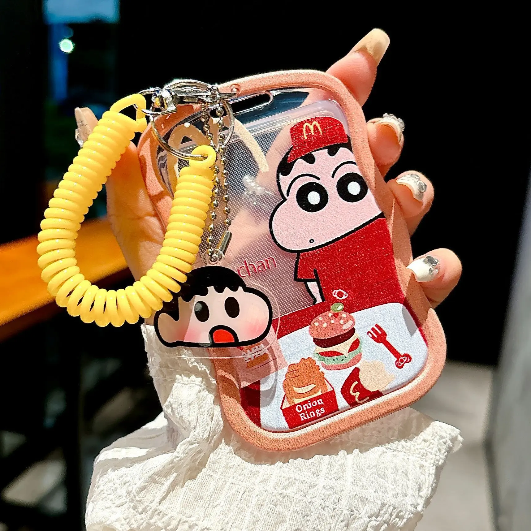 

New Crayon Shinchan Card holders Cute Anime Keychain Cartoon ID Bus Transparent Card Case Student Photo Sleeves Card holder Gift