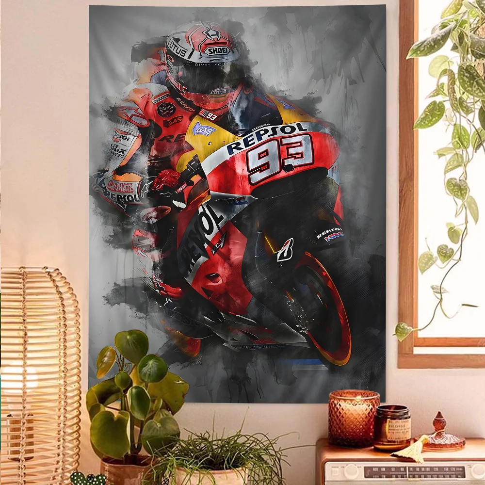 Watercolor Motorcycle Racer Valentino Rossies Printed Wall Tapestry Cheap Hippie Wall Hanging Bohemian Wall Tapestries Mandala