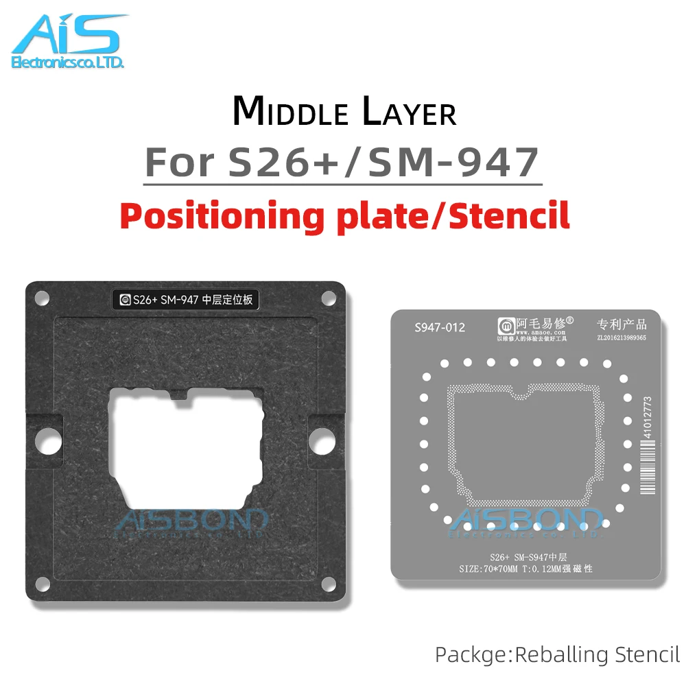 Estação de Reballing BGA para Camada Intermediária com Stencil e Rede de Plantio de Solda para Samsung S26+ S26 Plus SM-S947
