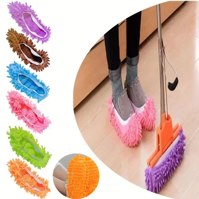 Chenille Staub Mopp Hausschuhe Hause Boden Reinigung Wischen Schuhe Wasser Aufnahme Fuß Socken Mopp Kappen Multifunktions Reinigung Schuhe
