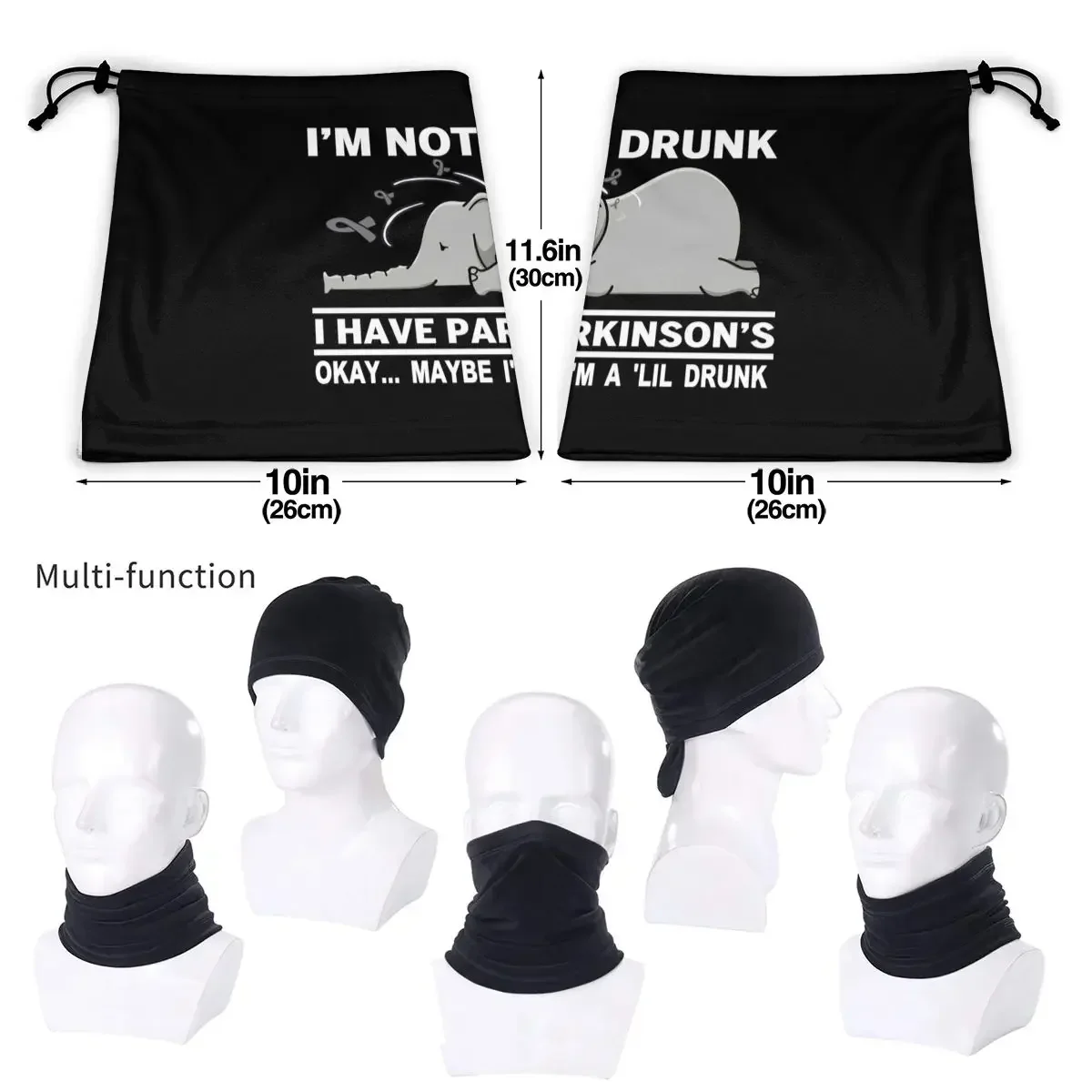 Elefante no estoy borracho, tengo Parkinsons bien, tal vez soy un Lil Drunk, polaina de microfibra para el cuello, Bandana, bufanda para acampar
